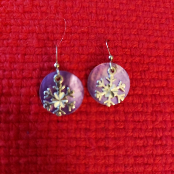 Silvervand Purple Snowflake Earrings - Picture 2 of 11